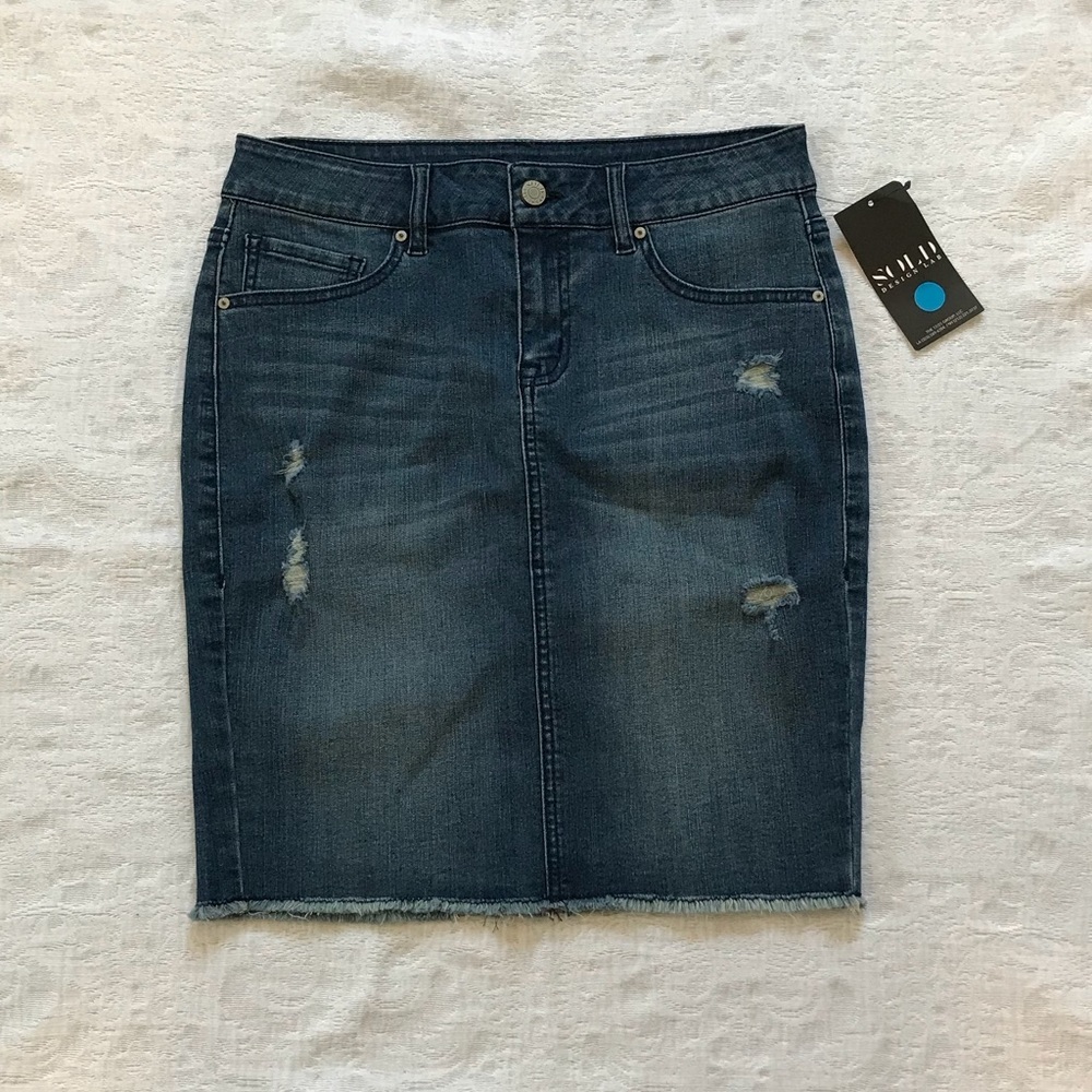 Blue Ripped Denim Jeans Skirt - Picture 2 of 5